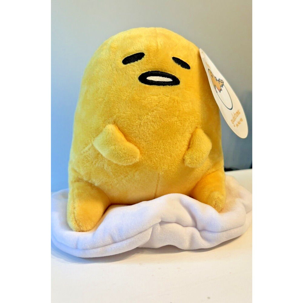 Sanrino Gudetama The Lazy Egg Meh Sitting Yellow Stuffed Plush Toy 8”
